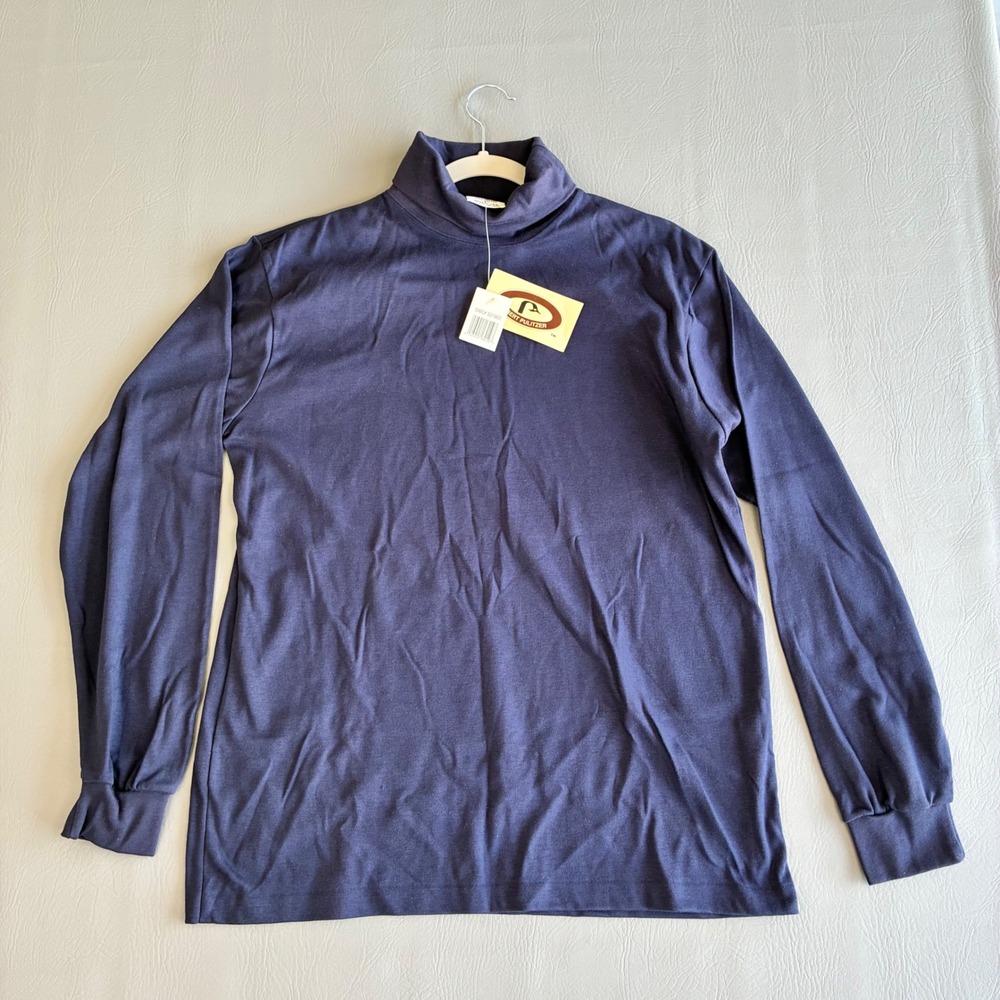 Bert Pulitzer Mens Navy Blue Cotton Turtleneck Long Sleeve Shirt 521902 Large